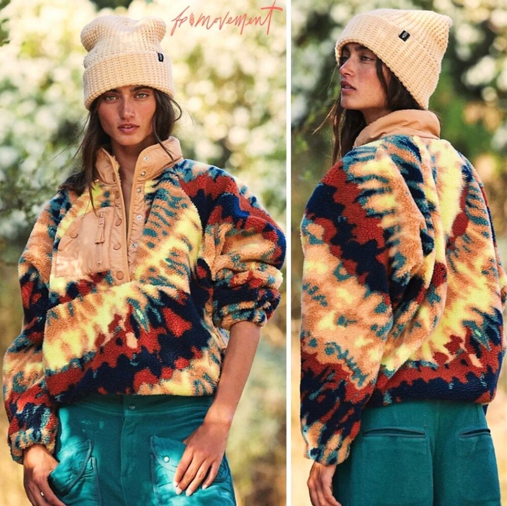 Free People Women's Size S Relaxed Fit Tie Dye Printed Pullover Multicolor NWOT
